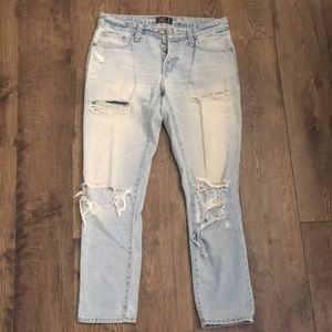 Abercrombie & Fitch "Ames Slim Boyfriend" Denim Jeans Distressed Light Wash Sz 0